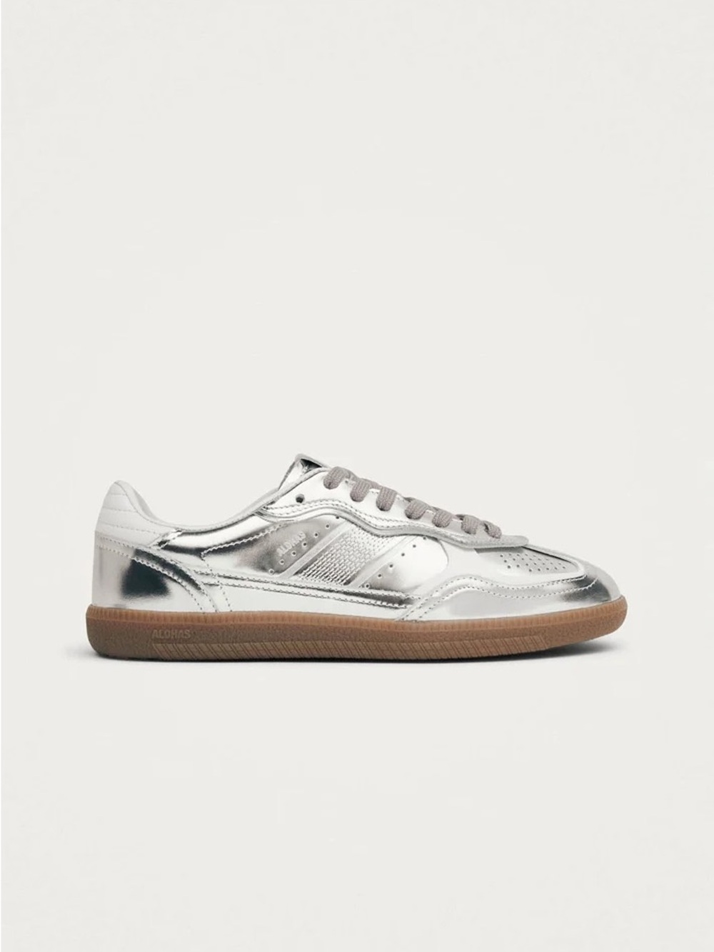 ALOHAS Silver Metallic Sneaker with Gum Sole